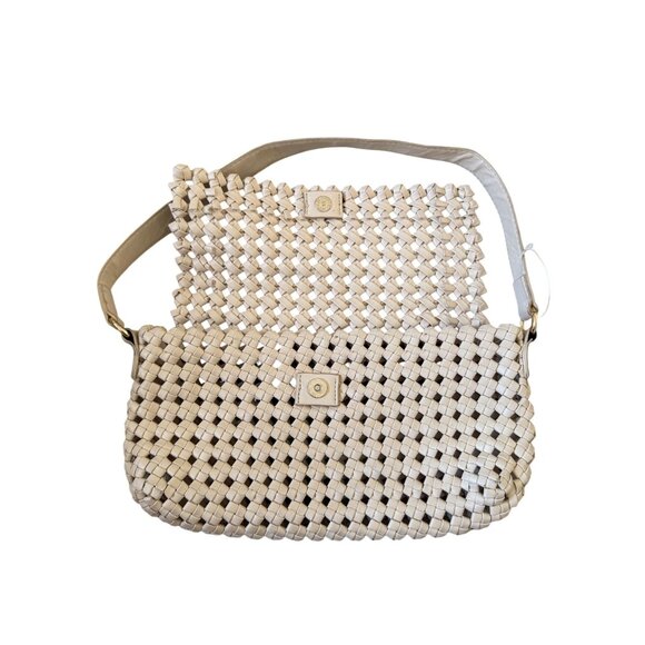 BEIGE Woven Basket Weave Flap Mini Shoulder Bag - Picture 2 of 9
